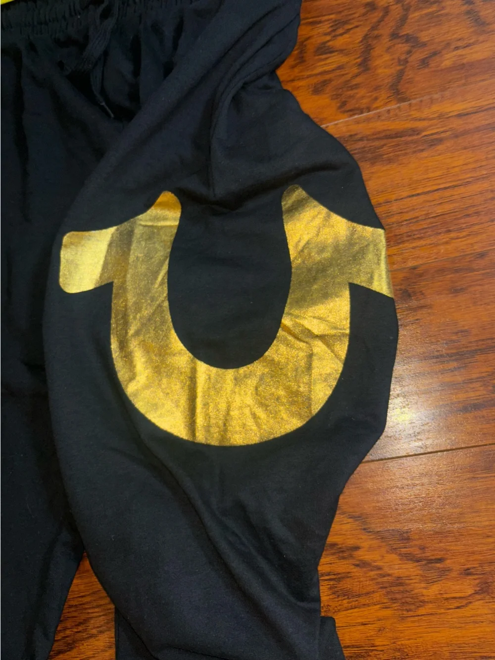 True Religion Brand Jeans Loungewear Gold Horseshoe Logo Sweatpant Black Joggers